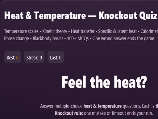 Physics: Heat Temperatuie Quiz